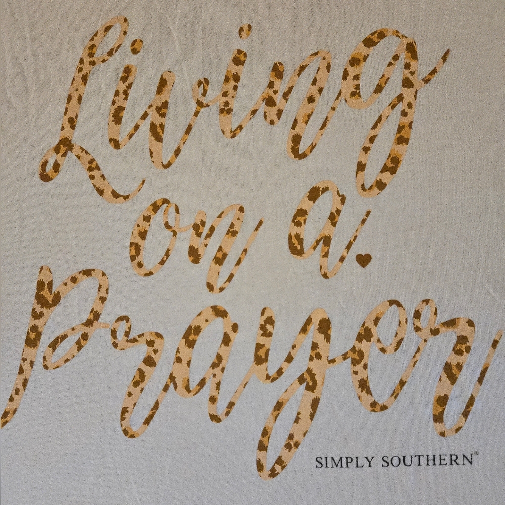 NWT Simply Southern Living On a Prayer Animal Print Vintage Soft Wash Tee